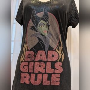 Disney Maleficent villain black ladies Tshirt tunic Bad Girls Rule Medium Black